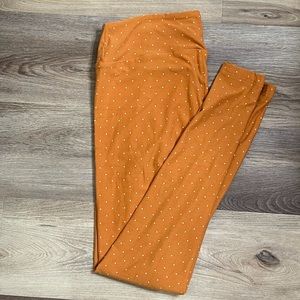 Mustard yellow and white polka dot tall and curvy (TC) lularoe leggings